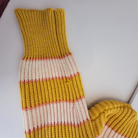 Free People Bateau Neck Striped Cropped Midriff L/S  Sweater Size XS Gold Beige - Picture 11 of 12